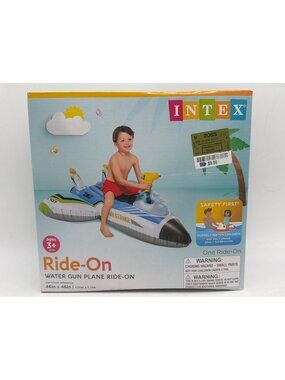 Intex Water Gun Plane Ride-On For Kids 46" x 46" Toy Water Gun Wide Base Durable